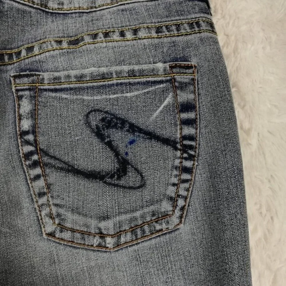 Silver Womens Jeans Suki Boot Cut Denim Blue Indigo Wash Low Rise Whiskering 29 - Picture 5 of 13